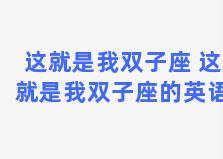 这就是我双子座 这就是我双子座的英语